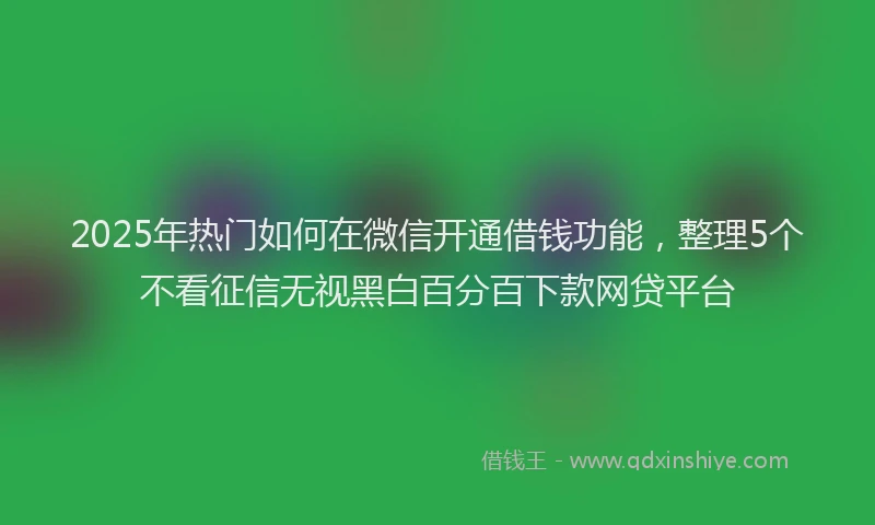 2025年热门如何在微信开通借钱功能，整理5个不看征信无视黑白百分百下款网贷平台