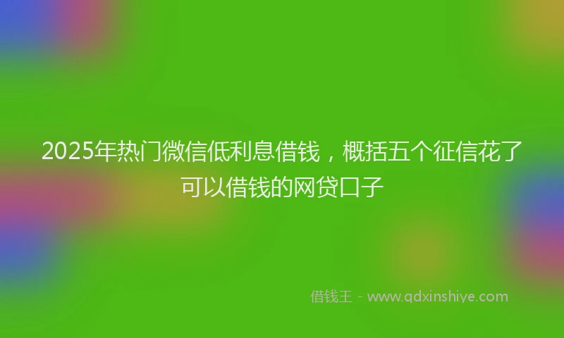 2025年热门微信低利息借钱，概括五个征信花了可以借钱的网贷口子