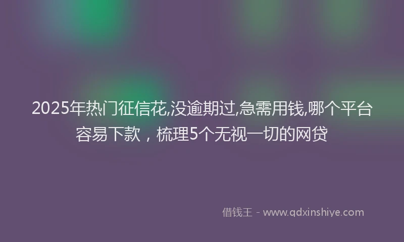 2025年热门征信花,没逾期过,急需用钱,哪个平台容易下款，梳理5个无视一切的网贷