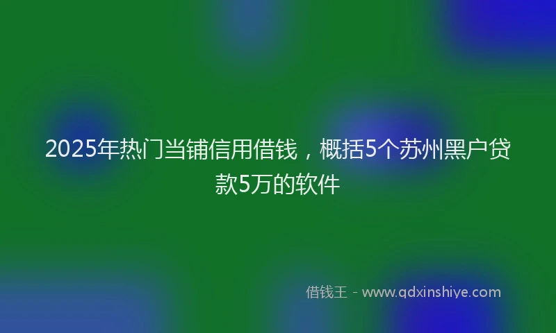 2025年热门当铺信用借钱，概括5个苏州黑户贷款5万的软件
