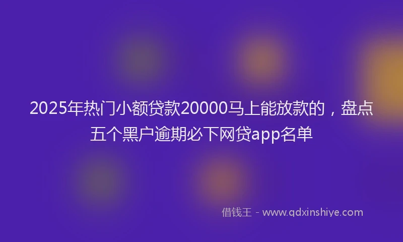 2025年热门小额贷款20000马上能放款的，盘点五个黑户逾期必下网贷app名单