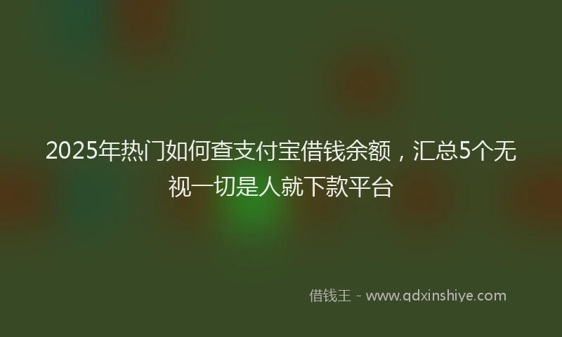 2025年热门如何查支付宝借钱余额，汇总5个无视一切是人就下款平台
