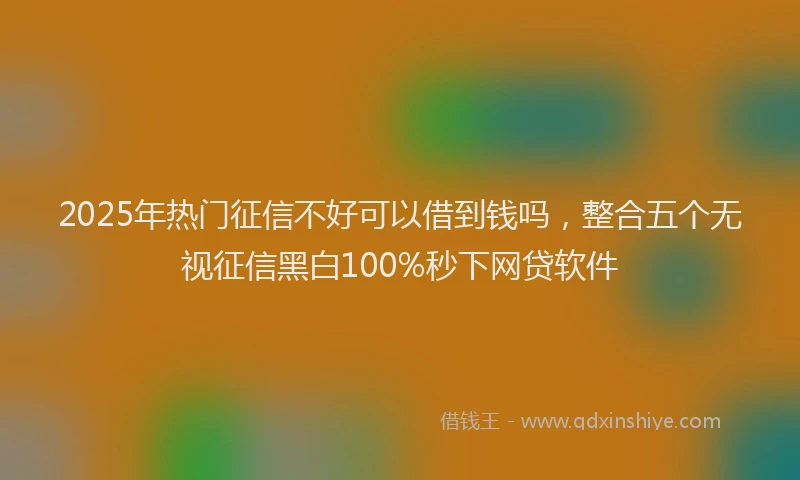 2025年热门征信不好可以借到钱吗，整合五个无视征信黑白100%秒下网贷软件