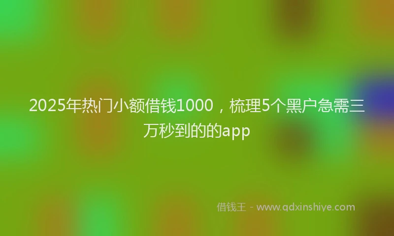 2025年热门小额借钱1000，梳理5个黑户急需三万秒到的的app