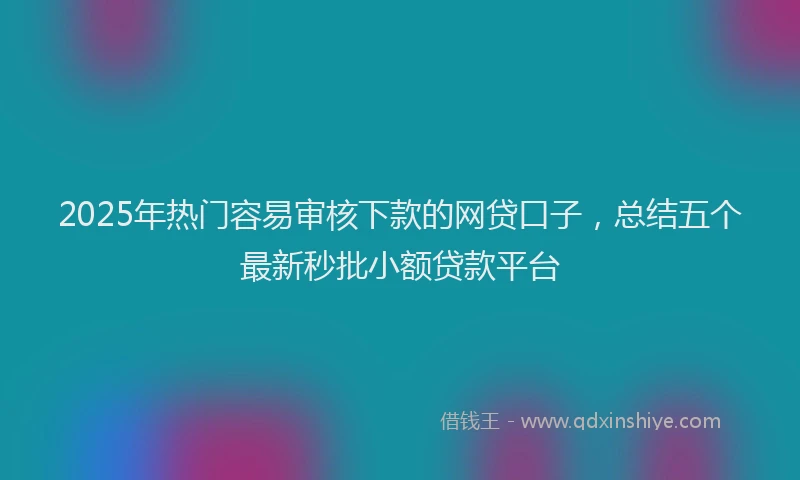 2025年热门容易审核下款的网贷口子，总结五个最新秒批小额贷款平台