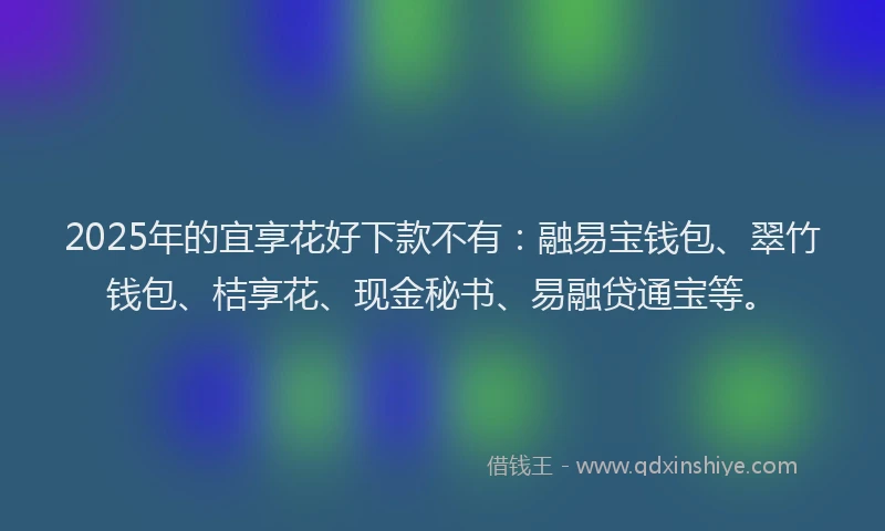 2025年的宜享花好下款不有：融易宝钱包、翠竹钱包、桔享花、现金秘书、易融贷通宝等。