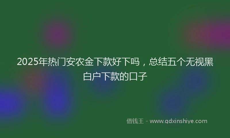 2025年热门安农金下款好下吗，总结五个无视黑白户下款的口子