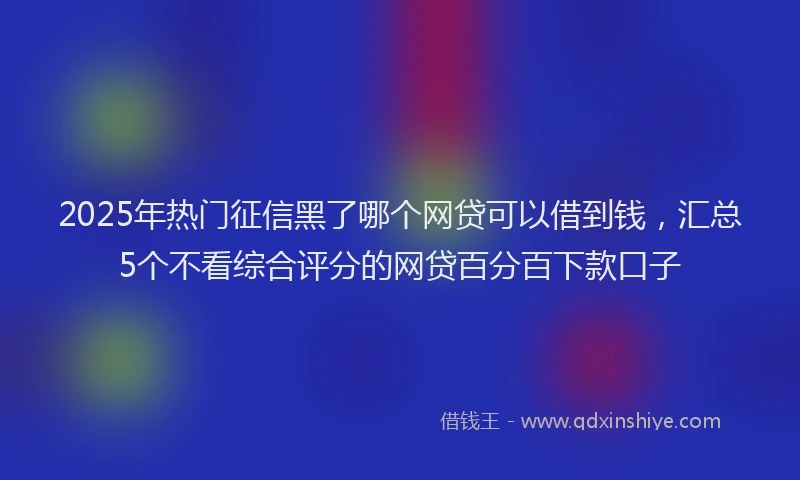 2025年热门征信黑了哪个网贷可以借到钱，汇总5个不看综合评分的网贷百分百下款口子