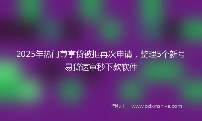 2025年热门尊享贷被拒再次申请，整理5个新号易贷速审秒下款软件