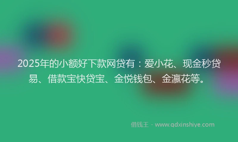 2025年的小额好下款网贷有：爱小花、现金秒贷易、借款宝快贷宝、金悦钱包、金瀛花等。