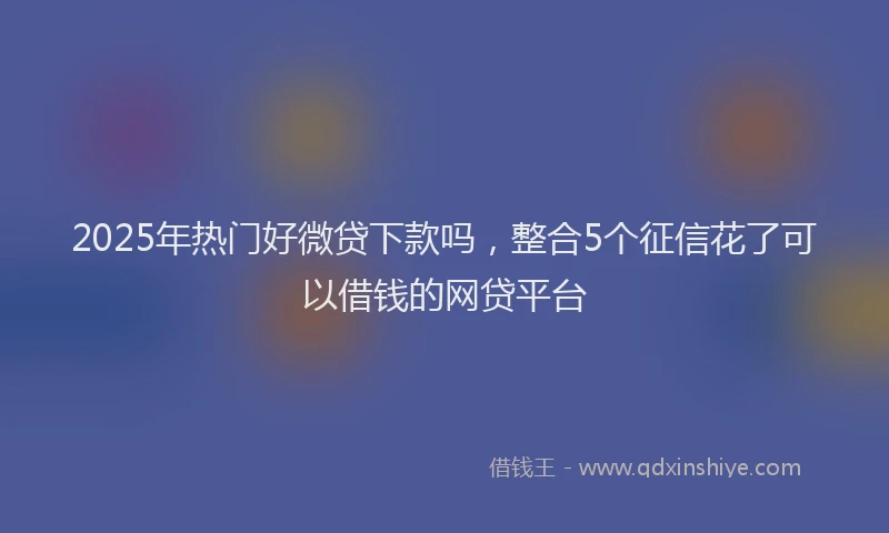 2025年热门好微贷下款吗，整合5个征信花了可以借钱的网贷平台