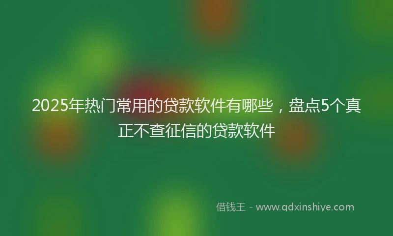 2025年热门常用的贷款软件有哪些，盘点5个真正不查征信的贷款软件