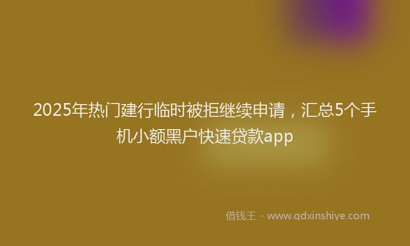 2025年热门建行临时被拒继续申请，汇总5个手机小额黑户快速贷款app