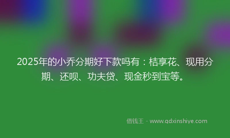 2025年的小乔分期好下款吗有：桔享花、现用分期、还呗、功夫贷、现金秒到宝等。