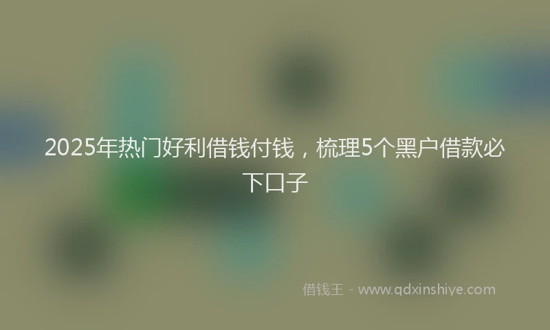2025年热门好利借钱付钱，梳理5个黑户借款必下口子