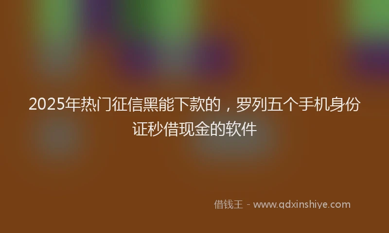 2025年热门征信黑能下款的，罗列五个手机身份证秒借现金的软件