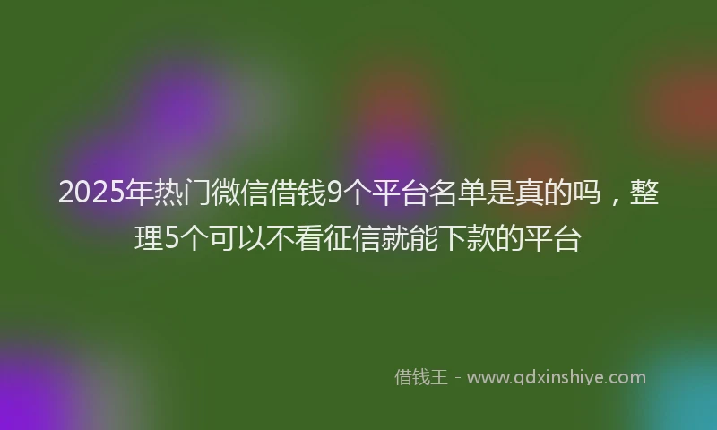 2025年热门微信借钱9个平台名单是真的吗，整理5个可以不看征信就能下款的平台
