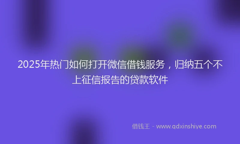 2025年热门如何打开微信借钱服务，归纳五个不上征信报告的贷款软件