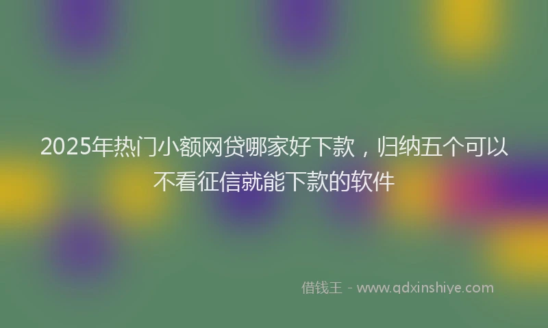 2025年热门小额网贷哪家好下款，归纳五个可以不看征信就能下款的软件
