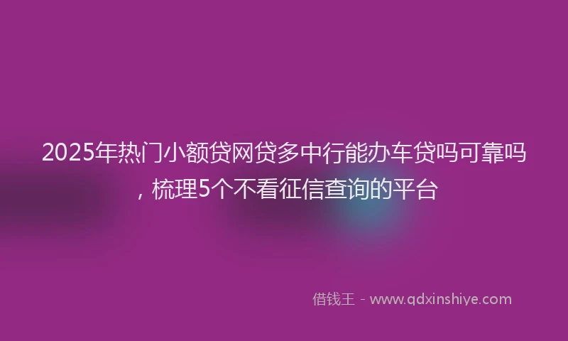 2025年热门小额贷网贷多中行能办车贷吗可靠吗，梳理5个不看征信查询的平台