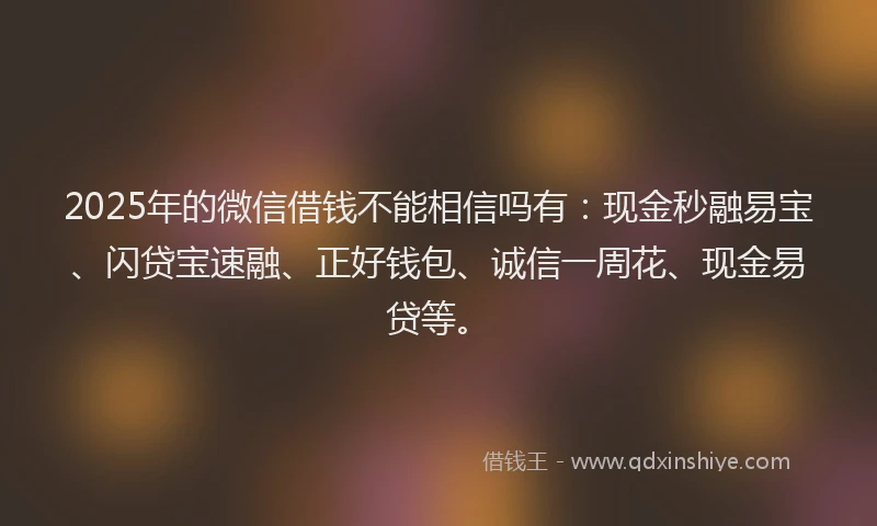 2025年的微信借钱不能相信吗有：现金秒融易宝、闪贷宝速融、正好钱包、诚信一周花、现金易贷等。