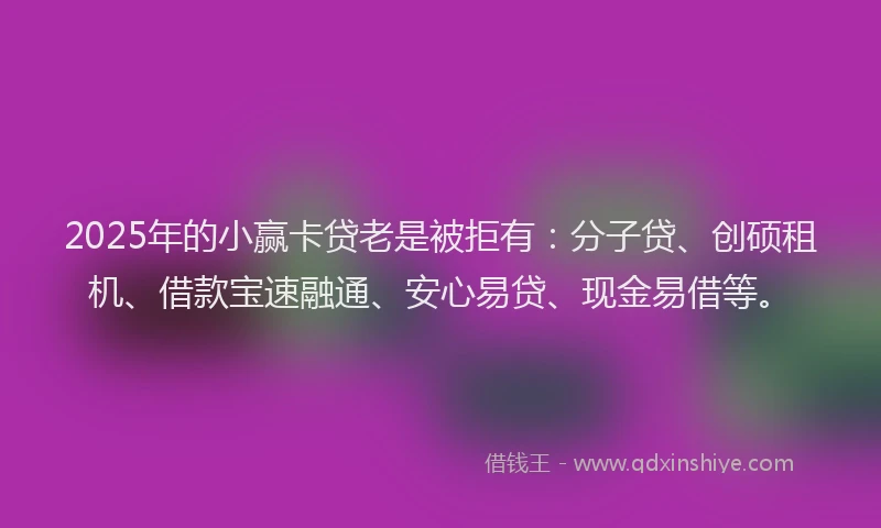 2025年的小赢卡贷老是被拒有：分子贷、创硕租机、借款宝速融通、安心易贷、现金易借等。