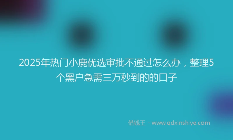 2025年热门小鹿优选审批不通过怎么办，整理5个黑户急需三万秒到的的口子