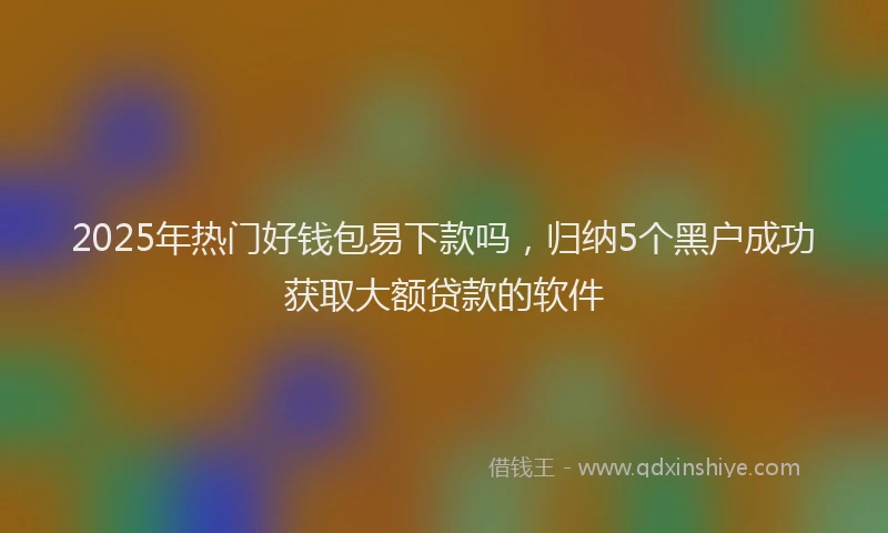 2025年热门好钱包易下款吗，归纳5个黑户成功获取大额贷款的软件