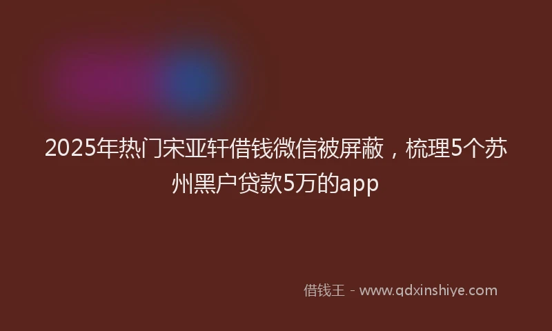 2025年热门宋亚轩借钱微信被屏蔽，梳理5个苏州黑户贷款5万的app