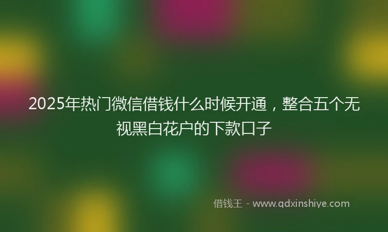 2025年热门微信借钱什么时候开通，整合五个无视黑白花户的下款口子