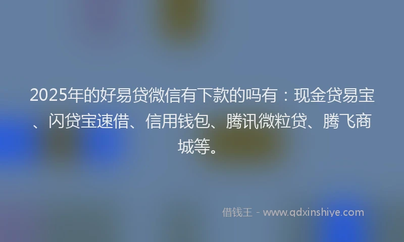 2025年的好易贷微信有下款的吗有：现金贷易宝、闪贷宝速借、信用钱包、腾讯微粒贷、腾飞商城等。