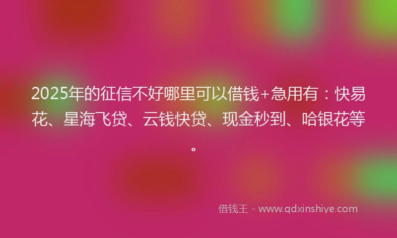 2025年的征信不好哪里可以借钱+急用有：快易花、星海飞贷、云钱快贷、现金秒到、哈银花等。