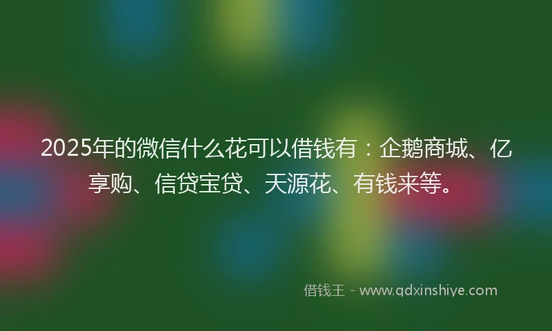2025年的微信什么花可以借钱有：企鹅商城、亿享购、信贷宝贷、天源花、有钱来等。
