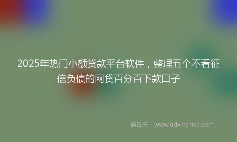 2025年热门小额贷款平台软件，整理五个不看征信负债的网贷百分百下款口子