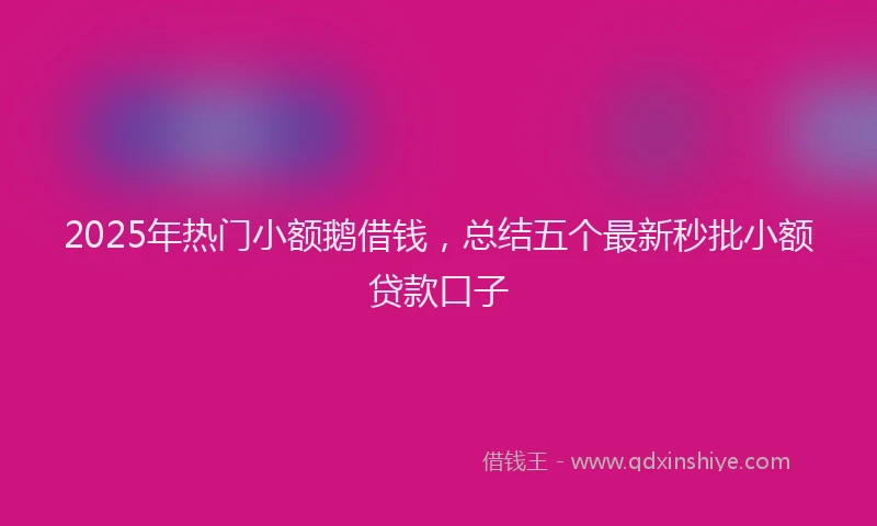 2025年热门小额鹅借钱，总结五个最新秒批小额贷款口子