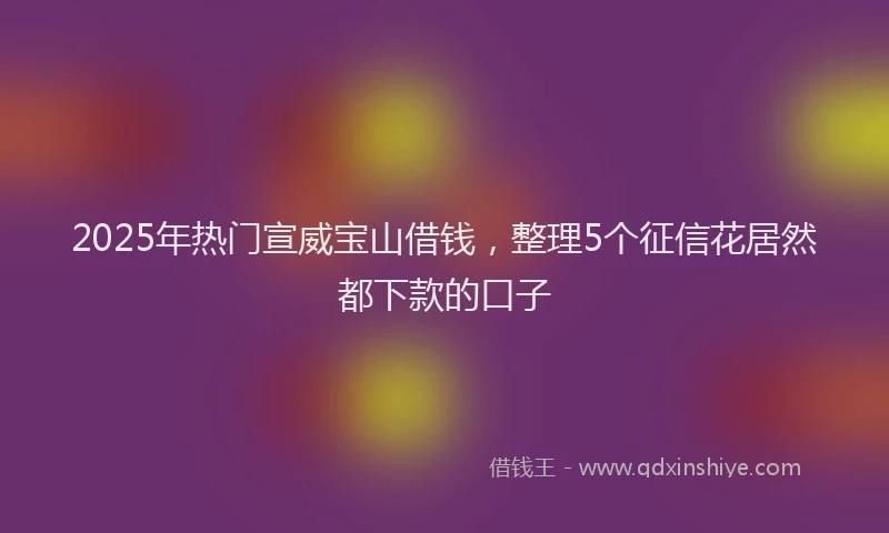 2025年热门宣威宝山借钱，整理5个征信花居然都下款的口子