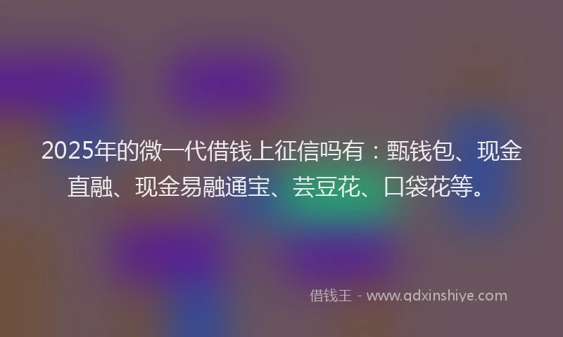 2025年的微一代借钱上征信吗有：甄钱包、现金直融、现金易融通宝、芸豆花、口袋花等。