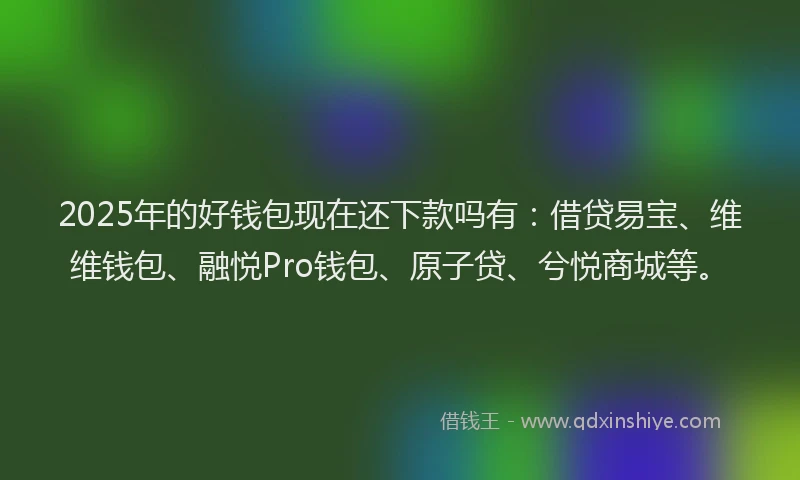 2025年的好钱包现在还下款吗有：借贷易宝、维维钱包、融悦Pro钱包、原子贷、兮悦商城等。