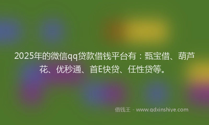 2025年的微信qq贷款借钱平台有：甄宝借、葫芦花、优秒通、首E快贷、任性贷等。