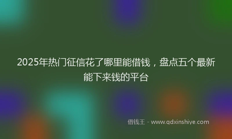 2025年热门征信花了哪里能借钱，盘点五个最新能下来钱的平台