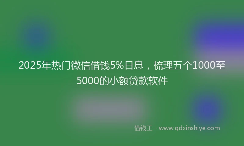 2025年热门微信借钱5%日息，梳理五个1000至5000的小额贷款软件