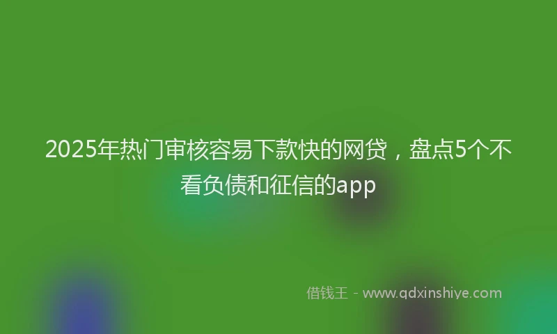 2025年热门审核容易下款快的网贷，盘点5个不看负债和征信的app
