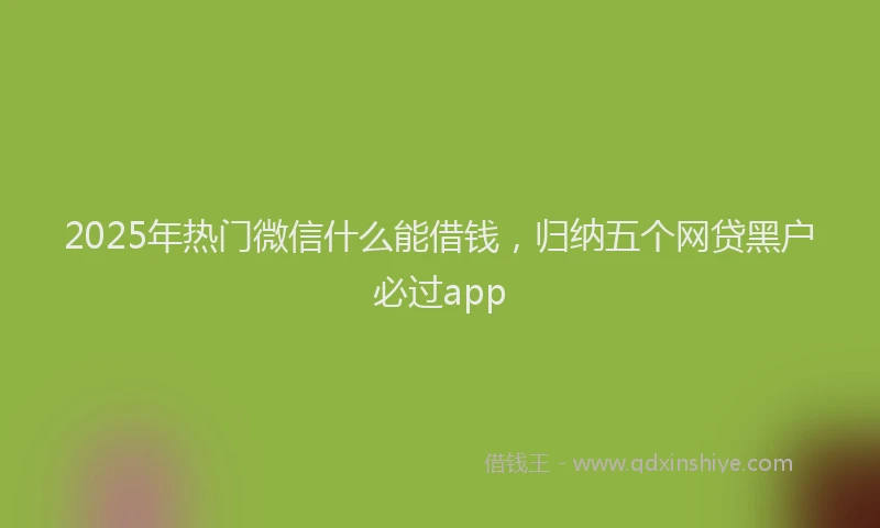 2025年热门微信什么能借钱，归纳五个网贷黑户必过app