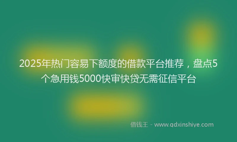 2025年热门容易下额度的借款平台推荐，盘点5个急用钱5000快审快贷无需征信平台