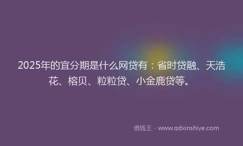 2025年的宜分期是什么网贷有：省时贷融、天浩花、榕贝、粒粒贷、小金鹿贷等。
