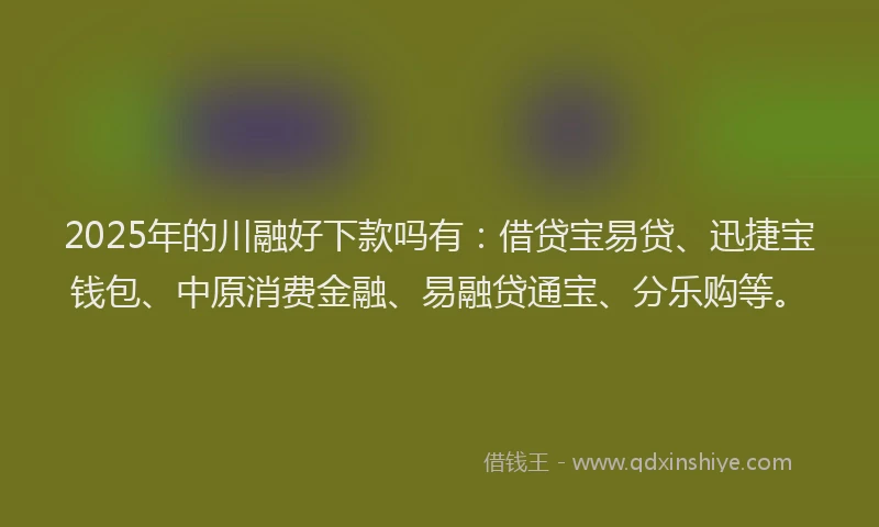 2025年的川融好下款吗有：借贷宝易贷、迅捷宝钱包、中原消费金融、易融贷通宝、分乐购等。