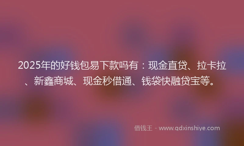 2025年的好钱包易下款吗有：现金直贷、拉卡拉、新鑫商城、现金秒借通、钱袋快融贷宝等。