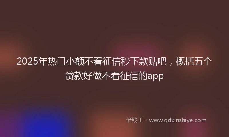 2025年热门小额不看征信秒下款贴吧，概括五个贷款好做不看征信的app