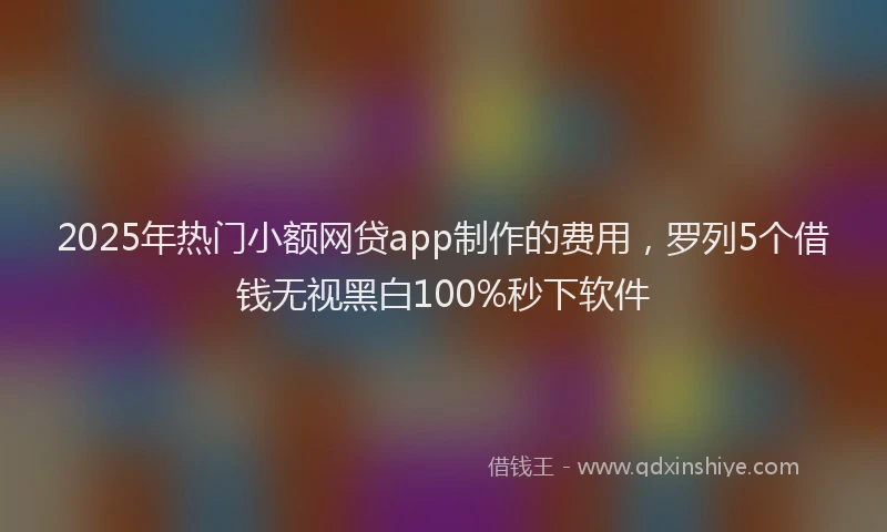 2025年热门小额网贷app制作的费用，罗列5个借钱无视黑白100%秒下软件
