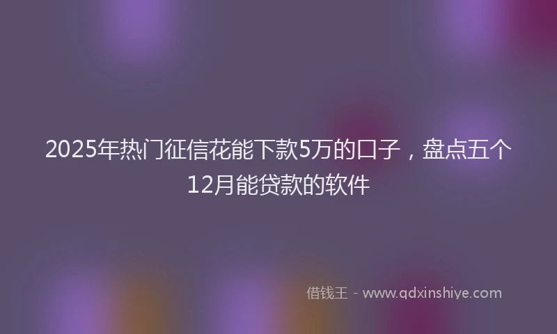 2025年热门征信花能下款5万的口子，盘点五个12月能贷款的软件